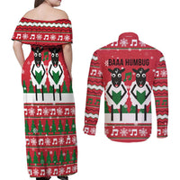 Vintage Sheep Music Christmas Couples Matching Off Shoulder Maxi Dress and Long Sleeve Button Shirt Xmas Holiday Patterns - Wonder Print Shop