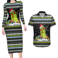 Tennis Snowman Christmas Couples Matching Long Sleeve Bodycon Dress and Hawaiian Shirt Xmas Holiday Patterns - Wonder Print Shop