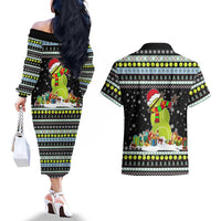 Tennis Snowman Christmas Couples Matching Off The Shoulder Long Sleeve Dress and Hawaiian Shirt Xmas Holiday Patterns - Wonder Print Shop