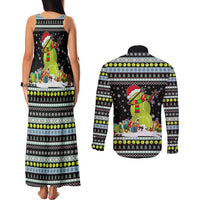 Tennis Snowman Christmas Couples Matching Tank Maxi Dress and Long Sleeve Button Shirt Xmas Holiday Patterns - Wonder Print Shop