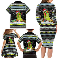 Tennis Snowman Christmas Family Matching Long Sleeve Bodycon Dress and Hawaiian Shirt Xmas Holiday Patterns - Wonder Print Shop