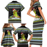 Tennis Snowman Christmas Family Matching Short Sleeve Bodycon Dress and Hawaiian Shirt Xmas Holiday Patterns - Wonder Print Shop