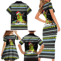 Tennis Snowman Christmas Family Matching Short Sleeve Bodycon Dress and Hawaiian Shirt Xmas Holiday Patterns - Wonder Print Shop