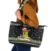 Tennis Snowman Christmas Leather Tote Bag Xmas Holiday Patterns - Wonder Print Shop