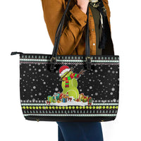 Tennis Snowman Christmas Leather Tote Bag Xmas Holiday Patterns - Wonder Print Shop