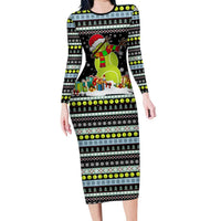 Tennis Snowman Christmas Long Sleeve Bodycon Dress Xmas Holiday Patterns - Wonder Print Shop