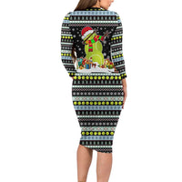Tennis Snowman Christmas Long Sleeve Bodycon Dress Xmas Holiday Patterns - Wonder Print Shop