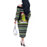 Tennis Snowman Christmas Off The Shoulder Long Sleeve Dress Xmas Holiday Patterns - Wonder Print Shop