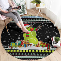 Tennis Snowman Christmas Round Carpet Xmas Holiday Patterns - Wonder Print Shop