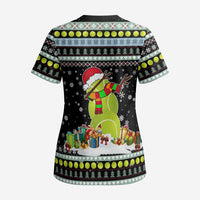 Tennis Snowman Christmas Scrub Top Xmas Holiday Patterns - Wonder Print Shop