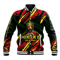 Menelik II Baseball Jacket with Lion of Adwa Title, Battle of Adwa 1896 Graphic and Bold Pan-African - Wonder Print Shop