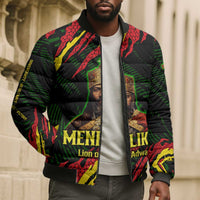 Menelik II Bomber Puffer Jacket with Lion of Adwa Title, Battle of Adwa 1896 Graphic and Bold Pan-African - Wonder Print Shop