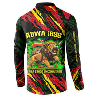 Menelik II Button Sweatshirt with Lion of Adwa Title, Battle of Adwa 1896 Graphic and Bold Pan-African