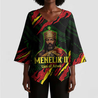 Menelik II Kimono Sleeve Blouse with Lion of Adwa Title, Battle of Adwa 1896 Graphic and Bold Pan-African - Wonder Print Shop