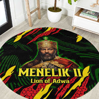 Menelik II Round Carpet with Lion of Adwa Title, Battle of Adwa 1896 Graphic and Bold Pan-African - Wonder Print Shop