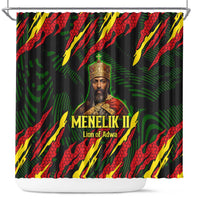 Menelik II Shower Curtain with Lion of Adwa Title, Battle of Adwa 1896 Graphic and Bold Pan-African - Wonder Print Shop