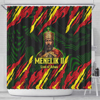 Menelik II Shower Curtain with Lion of Adwa Title, Battle of Adwa 1896 Graphic and Bold Pan-African - Wonder Print Shop
