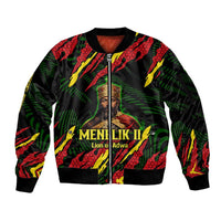 Menelik II Sleeve Zip Bomber Jacket with Lion of Adwa Title, Battle of Adwa 1896 Graphic and Bold Pan-African - Wonder Print Shop