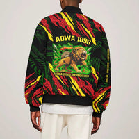 Menelik II Sleeve Zip Bomber Jacket with Lion of Adwa Title, Battle of Adwa 1896 Graphic and Bold Pan-African - Wonder Print Shop