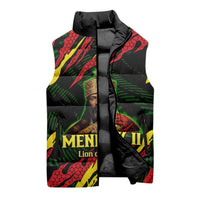 Menelik II Sleeveless Puffer Jacket with Lion of Adwa Title, Battle of Adwa 1896 Graphic and Bold Pan-African - Wonder Print Shop