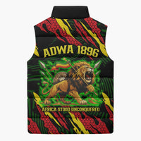 Menelik II Sleeveless Puffer Jacket with Lion of Adwa Title, Battle of Adwa 1896 Graphic and Bold Pan-African - Wonder Print Shop
