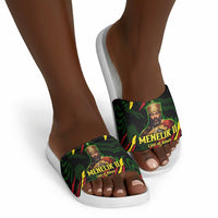 Menelik II Slide Sandals with Lion of Adwa Title, Battle of Adwa 1896 Graphic and Bold Pan-African - Wonder Print Shop