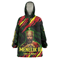 Menelik II Wearable Blanket Hoodie with Lion of Adwa Title, Battle of Adwa 1896 Graphic and Bold Pan-African - Wonder Print Shop