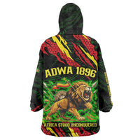 Menelik II Wearable Blanket Hoodie with Lion of Adwa Title, Battle of Adwa 1896 Graphic and Bold Pan-African - Wonder Print Shop