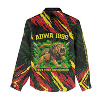 Menelik II Women Casual Shirt with Lion of Adwa Title, Battle of Adwa 1896 Graphic and Bold Pan-African - Wonder Print Shop
