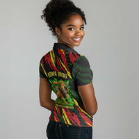 Menelik II Women Polo Shirt with Lion of Adwa Title, Battle of Adwa 1896 Graphic and Bold Pan-African - Wonder Print Shop