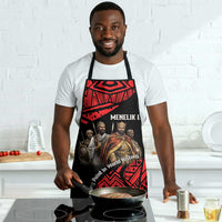 Menelik II Apron with Adwa Victory Map, Africa Defeated an Empire Text and Red Geometric - Wonder Print Shop