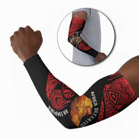 Menelik II Arm Sleeves with Adwa Victory Map, Africa Defeated an Empire Text and Red Geometric - Wonder Print Shop