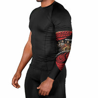 Menelik II Arm Sleeves with Adwa Victory Map, Africa Defeated an Empire Text and Red Geometric - Wonder Print Shop