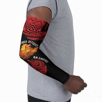 Menelik II Arm Sleeves with Adwa Victory Map, Africa Defeated an Empire Text and Red Geometric - Wonder Print Shop