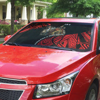 Menelik II Auto Sun Shade with Adwa Victory Map, Africa Defeated an Empire Text and Red Geometric - Wonder Print Shop