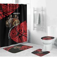 Menelik II Bathroom Set with Adwa Victory Map, Africa Defeated an Empire Text and Red Geometric - Wonder Print Shop