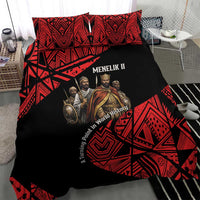 Menelik II Bedding Set with Adwa Victory Map, Africa Defeated an Empire Text and Red Geometric - Wonder Print Shop