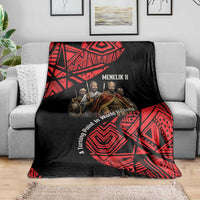 Menelik II Blanket with Adwa Victory Map, Africa Defeated an Empire Text and Red Geometric - Wonder Print Shop