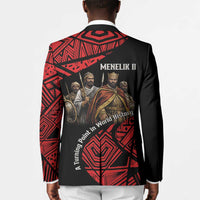 Menelik II Blazer with Adwa Victory Map, Africa Defeated an Empire Text and Red Geometric - Wonder Print Shop