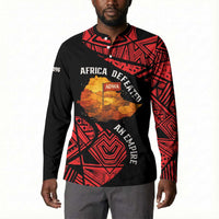 Menelik II Button Sweatshirt with Adwa Victory Map, Africa Defeated an Empire Text and Red Geometric