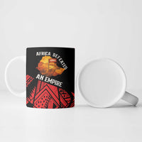 Menelik II Ceramic Mug with Adwa Victory Map, Africa Defeated an Empire Text and Red Geometric - Wonder Print Shop