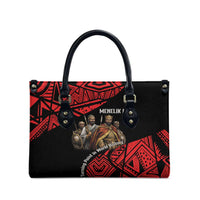 Menelik II Leather Bag with Adwa Victory Map, Africa Defeated an Empire Text and Red Geometric - Wonder Print Shop