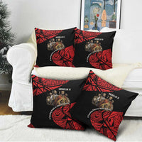 Menelik II Pillow Cover with Adwa Victory Map, Africa Defeated an Empire Text and Red Geometric - Wonder Print Shop