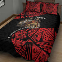 Menelik II Quilt Bed Set with Adwa Victory Map, Africa Defeated an Empire Text and Red Geometric - Wonder Print Shop
