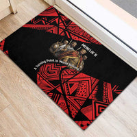 Menelik II Rubber Doormat with Adwa Victory Map, Africa Defeated an Empire Text and Red Geometric - Wonder Print Shop