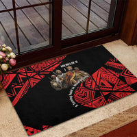Menelik II Rubber Doormat with Adwa Victory Map, Africa Defeated an Empire Text and Red Geometric - Wonder Print Shop