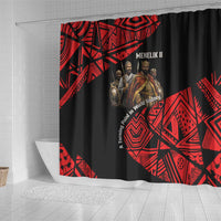 Menelik II Shower Curtain with Adwa Victory Map, Africa Defeated an Empire Text and Red Geometric - Wonder Print Shop
