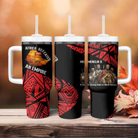 Menelik II Tumbler With Handle with Adwa Victory Map, Africa Defeated an Empire Text and Red Geometric - Wonder Print Shop