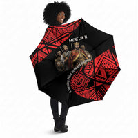 Menelik II Umbrella with Adwa Victory Map, Africa Defeated an Empire Text and Red Geometric - Wonder Print Shop