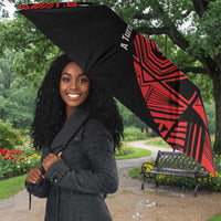 Menelik II Umbrella with Adwa Victory Map, Africa Defeated an Empire Text and Red Geometric - Wonder Print Shop